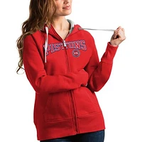 Women's Antigua Red Detroit Pistons Team Victory Full-Zip Hoodie
