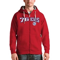 Men's Antigua Red Philadelphia 76ers Victory Full-Zip Hoodie
