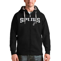 Men's Antigua Black San Antonio Spurs Team Victory Full-Zip Hoodie