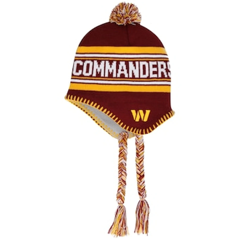 Youth  Burgundy Washington Commanders Jacquard Tassel Knit Hat with Pom