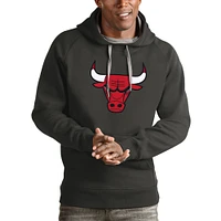 Men's Antigua Charcoal Chicago Bulls Logo Victory Pullover Hoodie
