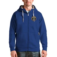 Men's Antigua Royal Denver Nuggets Logo Victory Full-Zip Hoodie
