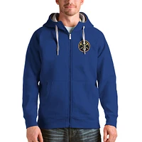 Men's Antigua Royal Denver Nuggets Logo Victory Full-Zip Hoodie