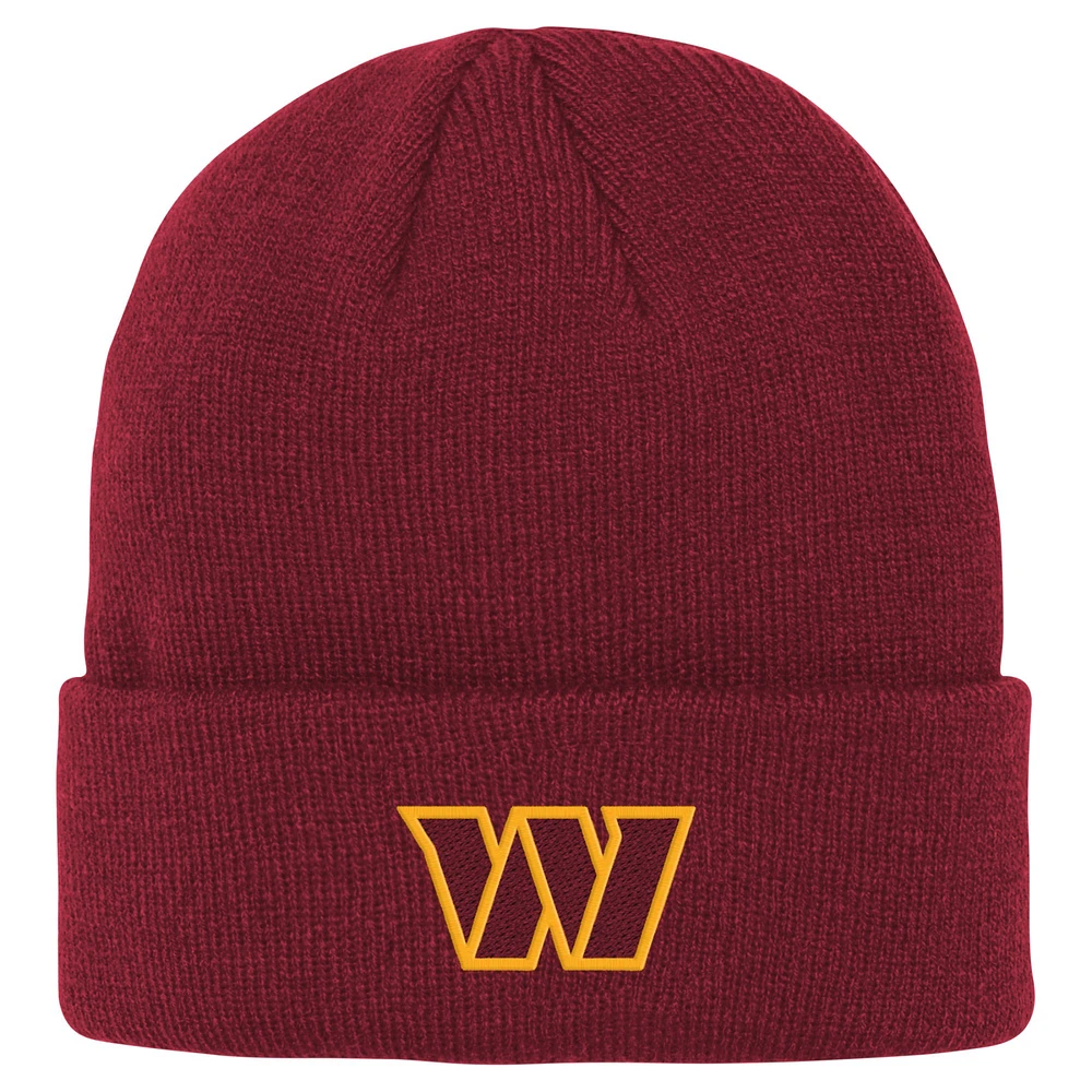 Youth Burgundy Washington Commanders Basic Cuffed Knit Hat