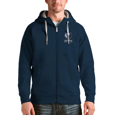 Men's Antigua Navy Memphis Grizzlies Logo Victory Full-Zip Hoodie