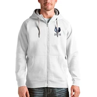 Men's Antigua White Memphis Grizzlies Logo Victory Full-Zip Hoodie