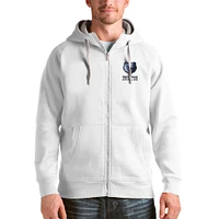 Men's Antigua White Memphis Grizzlies Logo Victory Full-Zip Hoodie