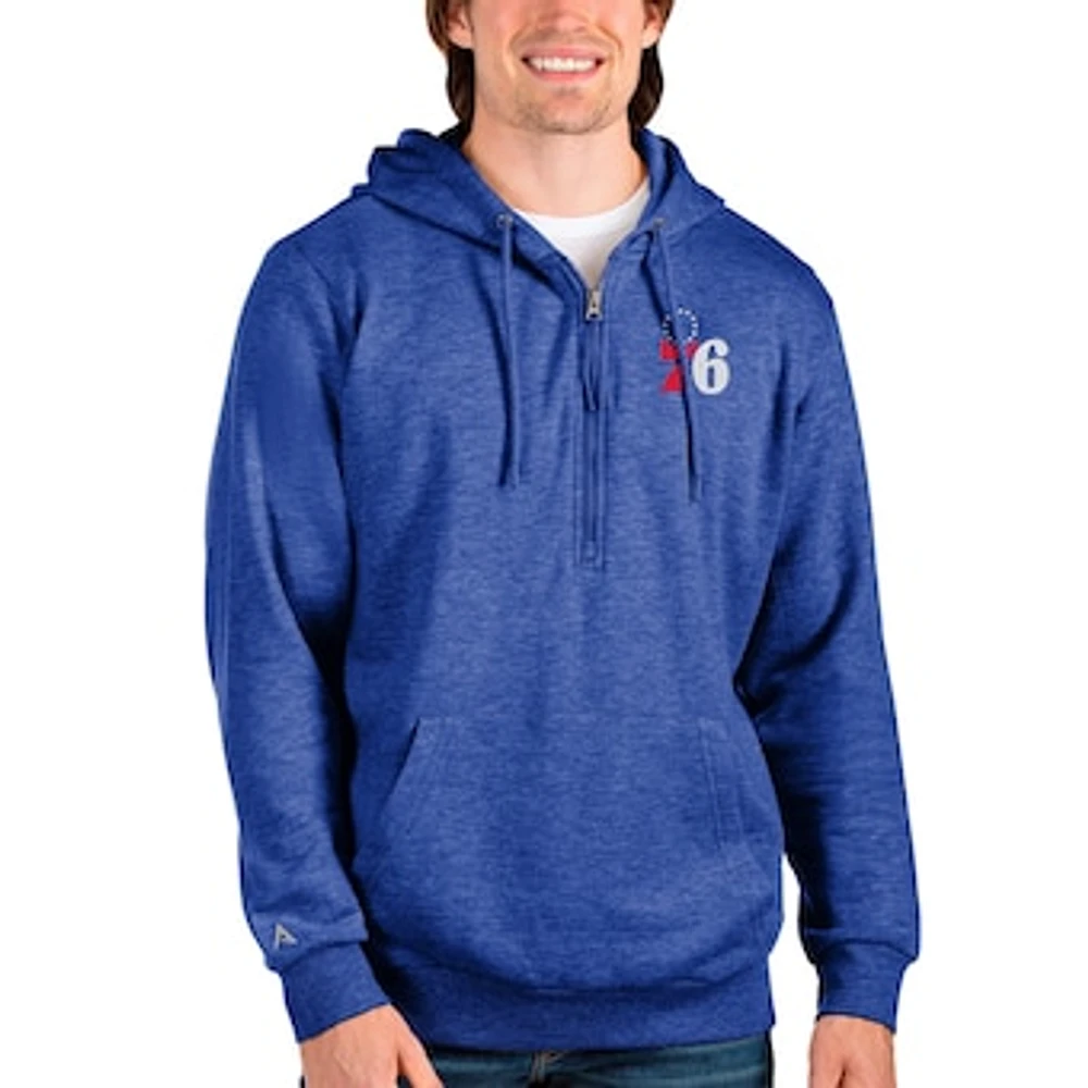 Men's Antigua Royal Philadelphia 76ers Action Quarter-Zip Pullover Hoodie