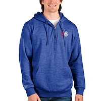 Men's Antigua Royal Philadelphia 76ers Action Quarter-Zip Pullover Hoodie