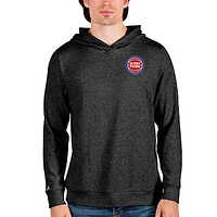 Men's Antigua Heathered Black Detroit Pistons Absolute Pullover Hoodie