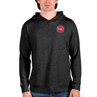 Men's Antigua Heathered Black Detroit Pistons Absolute Pullover Hoodie