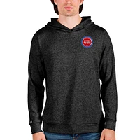 Men's Antigua Heathered Black Detroit Pistons Absolute Pullover Hoodie
