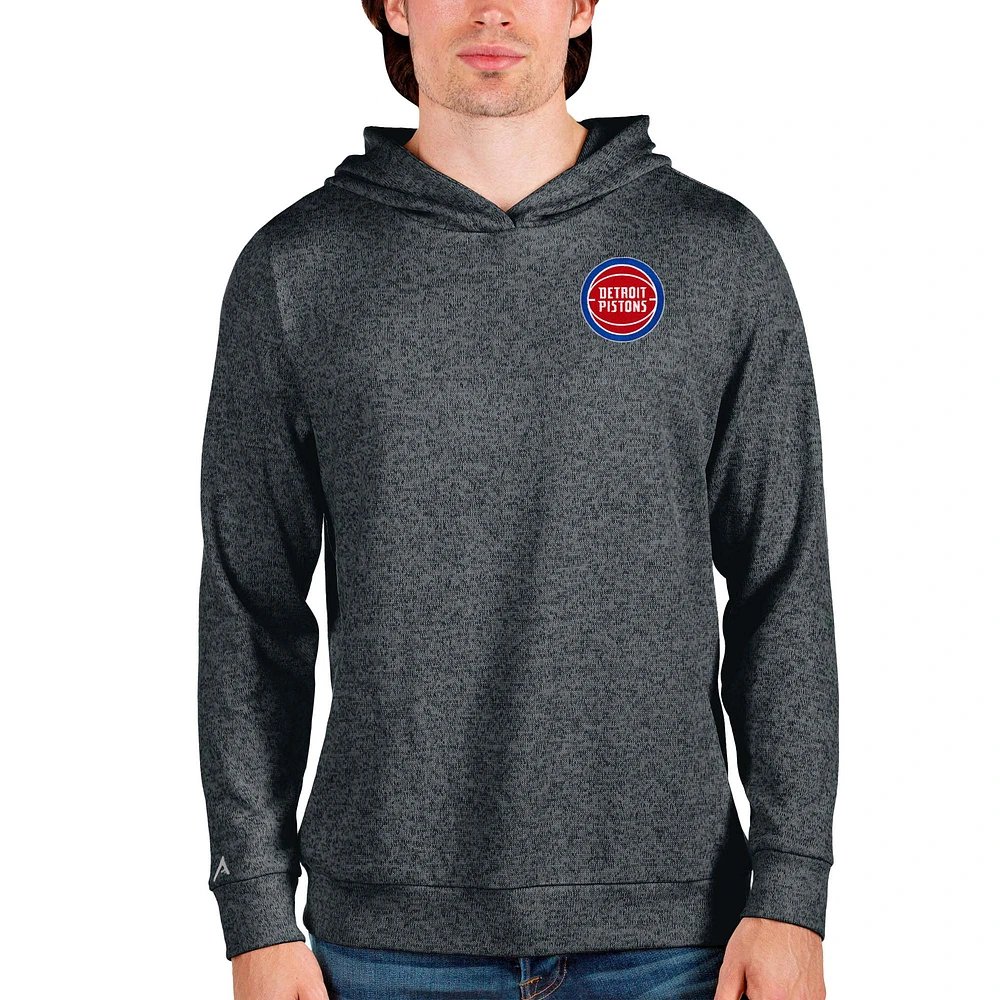 Men's Antigua Heathered Charcoal Detroit Pistons Absolute Pullover Hoodie