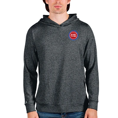 Men's Antigua Heathered Charcoal Detroit Pistons Absolute Pullover Hoodie