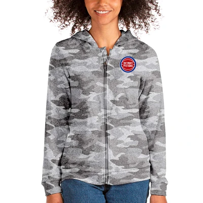 Women's Antigua Camo Detroit Pistons Absolute Full-Zip Hoodie