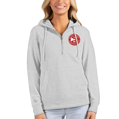 Women's Antigua Heathered Gray Atlanta Hawks Action Half-Zip Pullover Hoodie