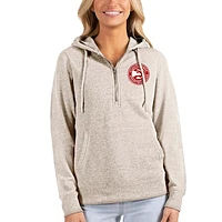 Women's Antigua Oatmeal Atlanta Hawks Action Half-Zip Pullover Hoodie