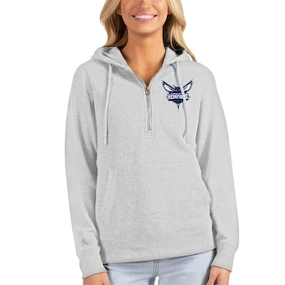 Women's Antigua Heathered Gray Charlotte Hornets Action Half-Zip Pullover Hoodie