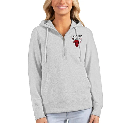 Women's Antigua Heathered Gray Chicago Bulls Action Half-Zip Pullover Hoodie