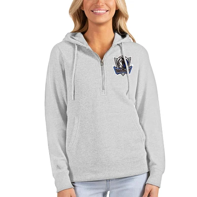 Women's Antigua Heathered Gray Dallas Mavericks Action Half-Zip Pullover Hoodie