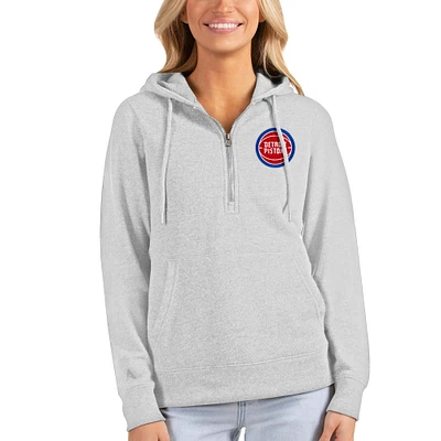 Women's Antigua Heathered Gray Detroit Pistons Action Half-Zip Pullover Hoodie