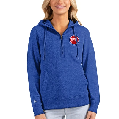 Women's Antigua Royal Detroit Pistons Action Half-Zip Pullover Hoodie