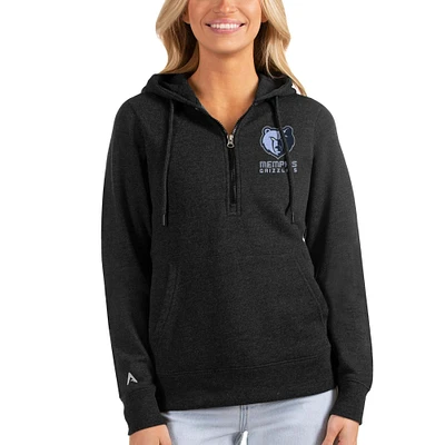 Women's Antigua Heathered Memphis Grizzlies Action Half-Zip Pullover Hoodie