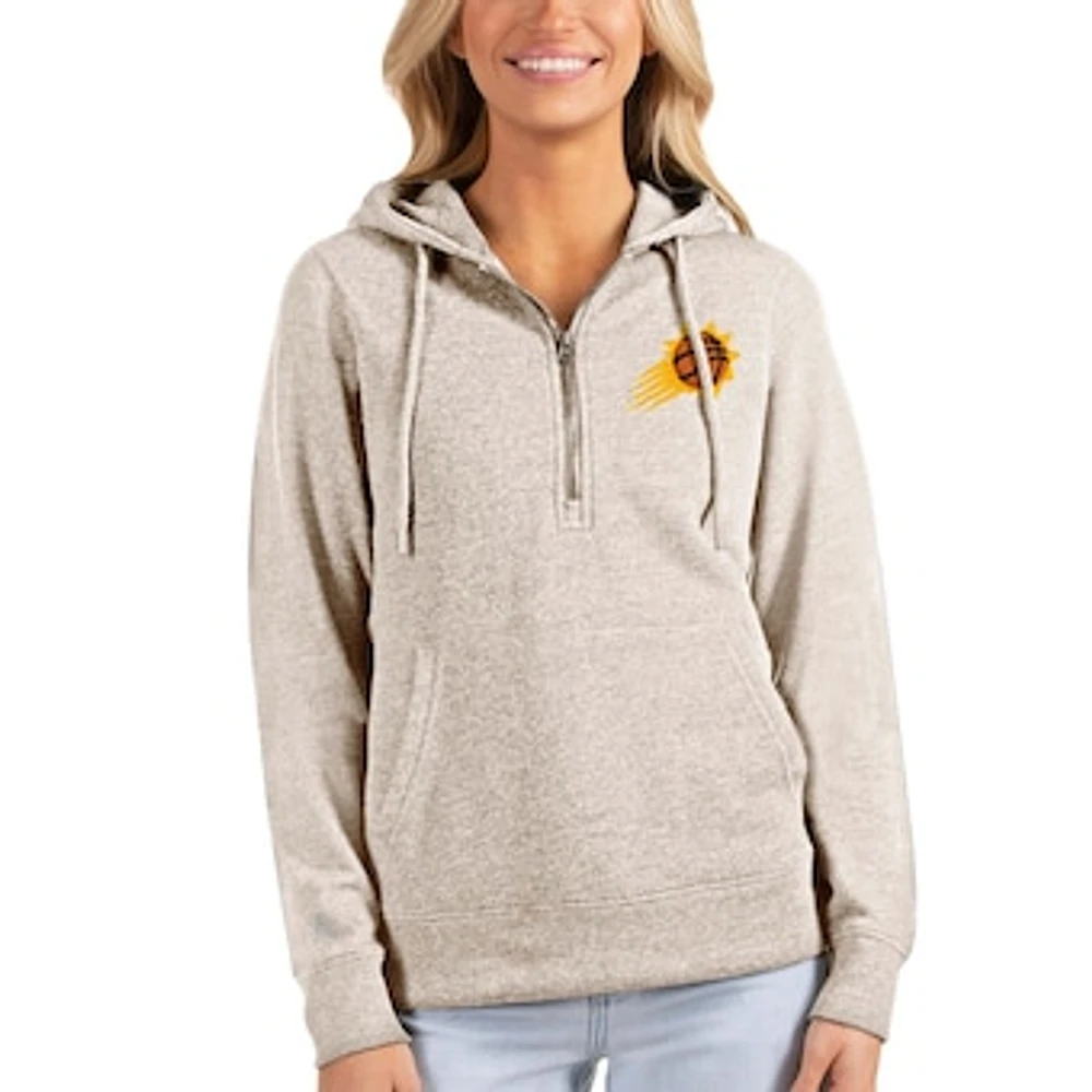 Women's Antigua Oatmeal Phoenix Suns Action Half-Zip Pullover Hoodie