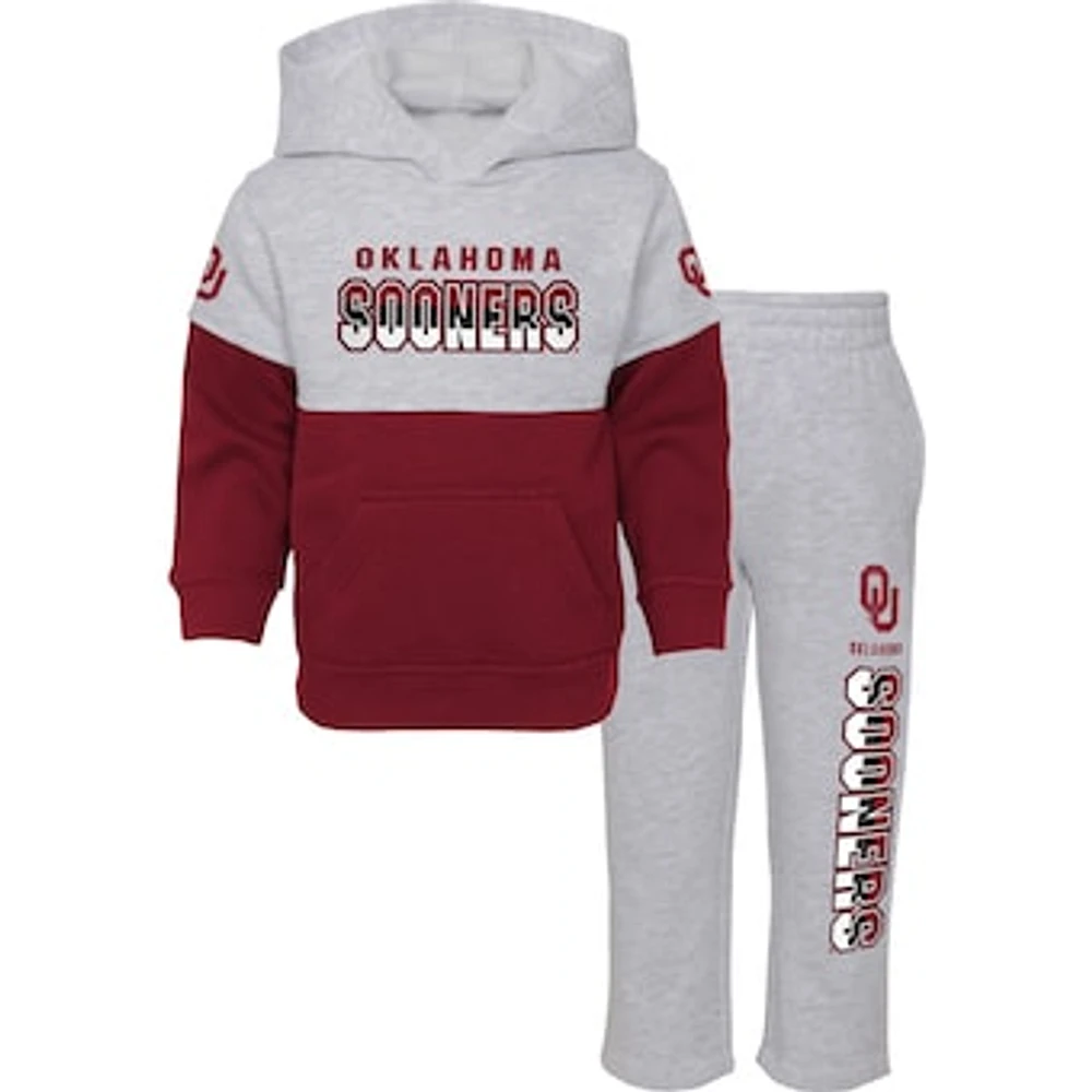 Preschool Heather Gray/Crimson Oklahoma Sooners Playmaker Pullover Hoodie & Pants Set