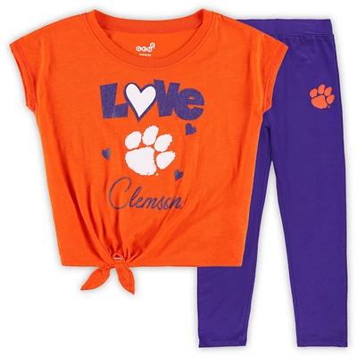 Preschool & Toddler Orange/Purple Clemson Tigers Forever Love T-Shirt & Leggings Set