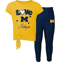 Preschool & Toddler Maize/Navy Michigan Wolverines Forever Love T-Shirt & Leggings Set