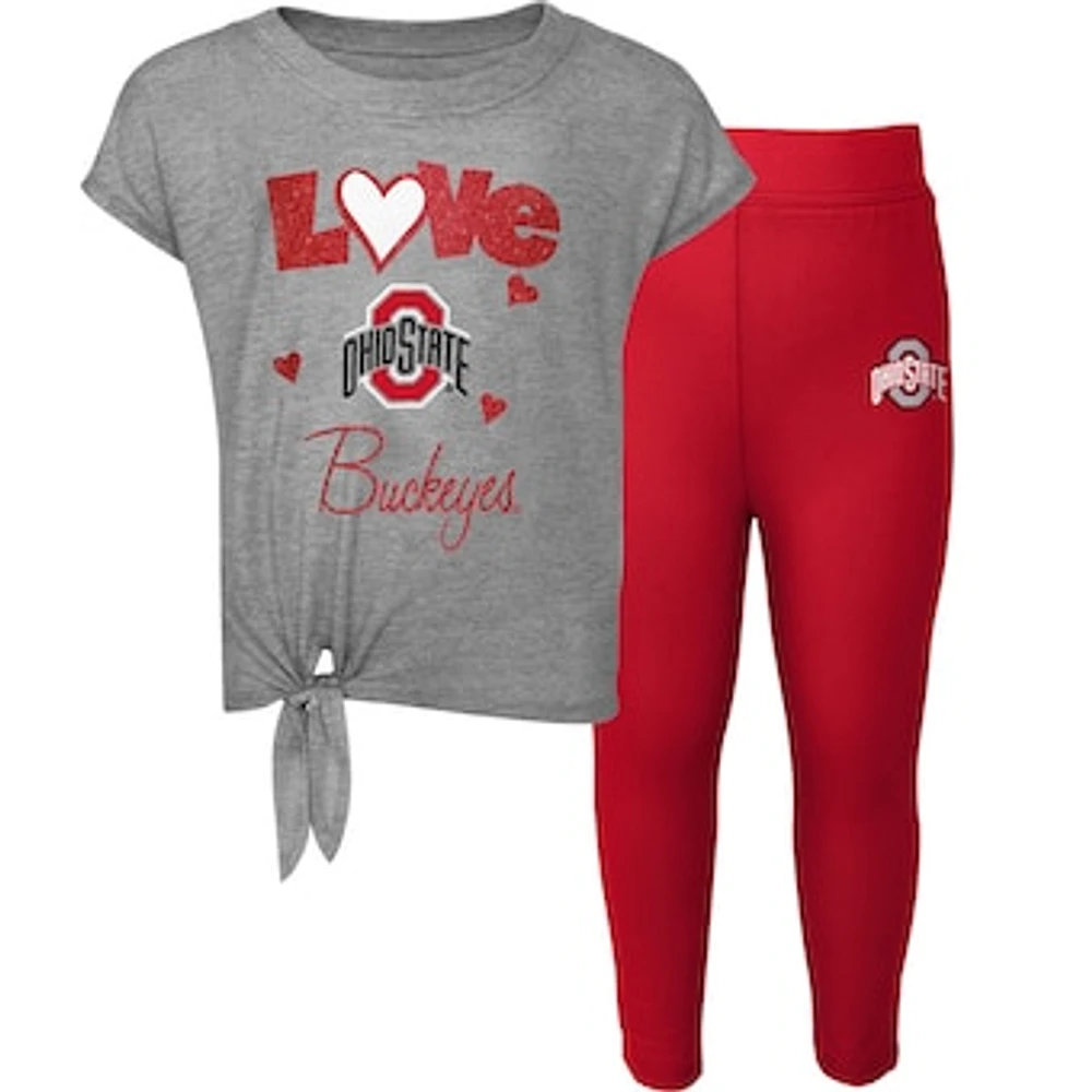 Preschool & Toddler Heathered Gray/Scarlet Ohio State Buckeyes Forever Love T-Shirt Leggings Set