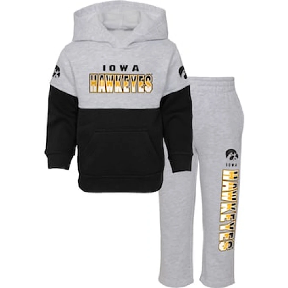 Toddler Heather Gray/Black Iowa Hawkeyes Playmaker Pullover Hoodie & Pants Set