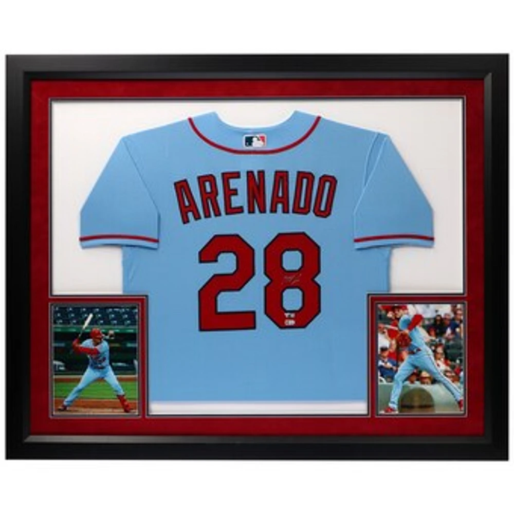 Nolan Arenado St. Louis Cardinals Autographed Deluxe Framed Nike Light Blue Authentic Jersey