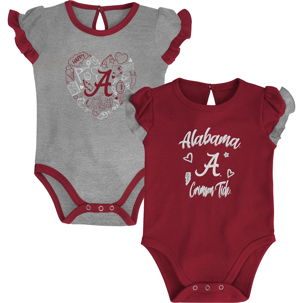 Girls Newborn & Infant Crimson/Heather Gray Alabama Crimson Tide Too Much Love Two-Piece Bodysuit Set