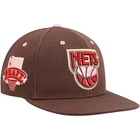 Men's Mitchell & Ness x Lids Brown New Jersey Nets NBA Draft Hardwood Classics Brown Sugar Bacon Fitted Hat
