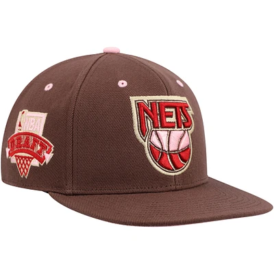 Men's Mitchell & Ness x Lids Brown New Jersey Nets NBA Draft Hardwood Classics Brown Sugar Bacon Fitted Hat