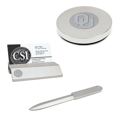 Silver Oklahoma Sooners Desk Gift Set