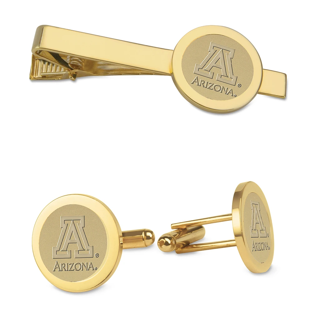 Men's Gold Arizona Wildcats Cufflinks & Tie Bar Gift Set