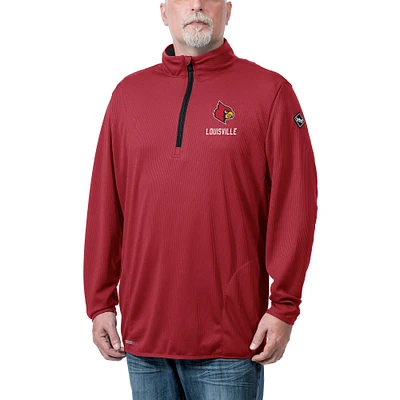 Men's Franchise Club Red Louisville Cardinals Flow Thermatec Quarter-Zip Pullover Top