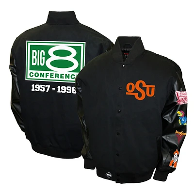 Men's Franchise Club Black Oklahoma State Cowboys 1957-1996 Big 8 Conference Commemorative Twill Full-Snap Jacket