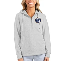 Women's Antigua Heathered Gray Buffalo Sabres Action Half-Zip Pullover Hoodie