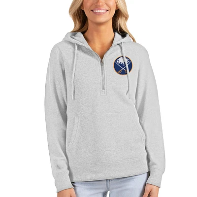 Women's Antigua Heathered Gray Buffalo Sabres Action Half-Zip Pullover Hoodie