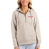 Women's Antigua Oatmeal Washington Capitals Action Half-Zip Pullover Hoodie