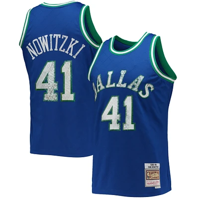 Men's Mitchell & Ness Dirk Nowitzki Blue Dallas Mavericks 1998/99 Hardwood Classics NBA 75th Anniversary Diamond Swingman Jersey