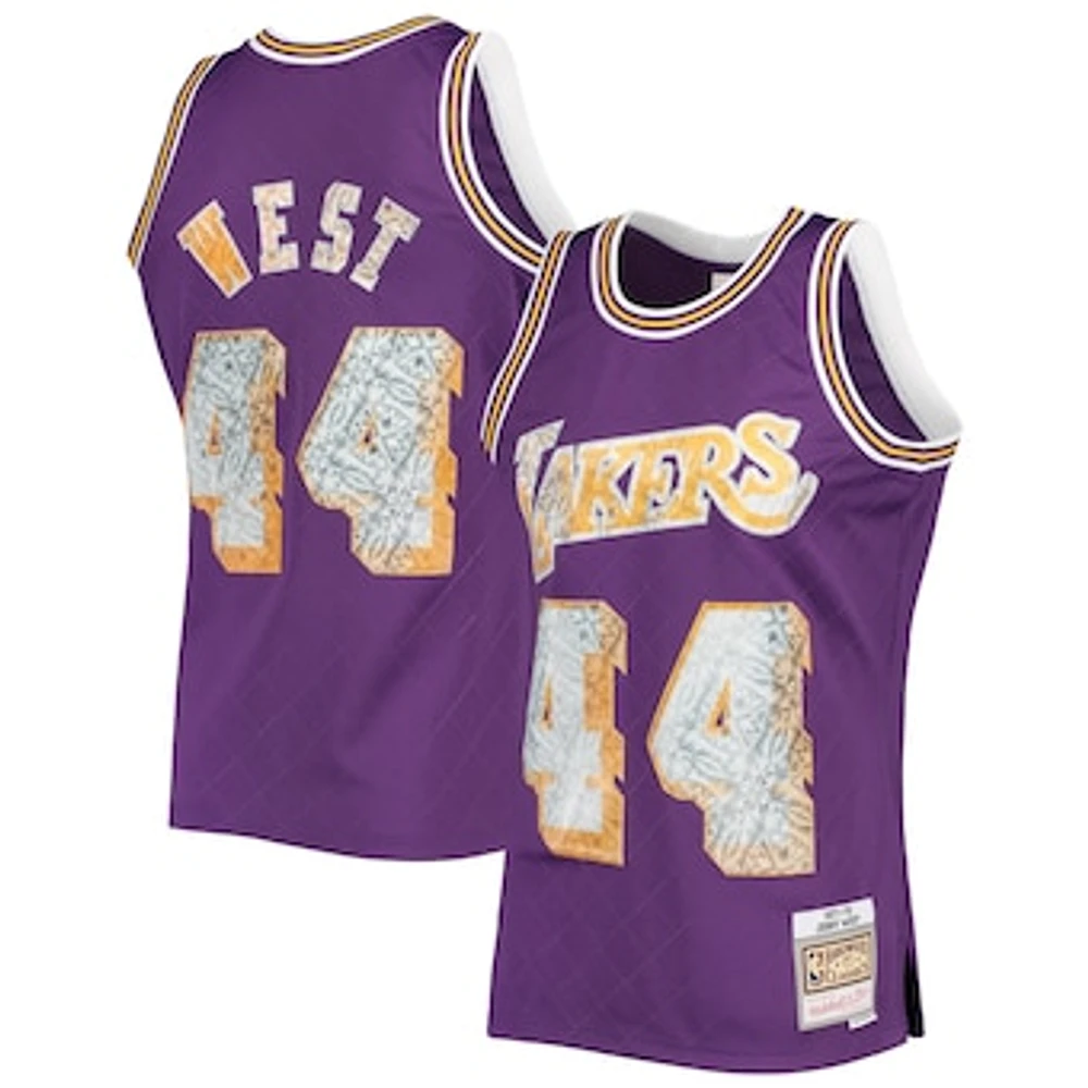 Men's Mitchell & Ness Jerry West Purple Los Angeles Lakers 1971/72 Hardwood Classics NBA 75th Anniversary Diamond Swingman Jersey