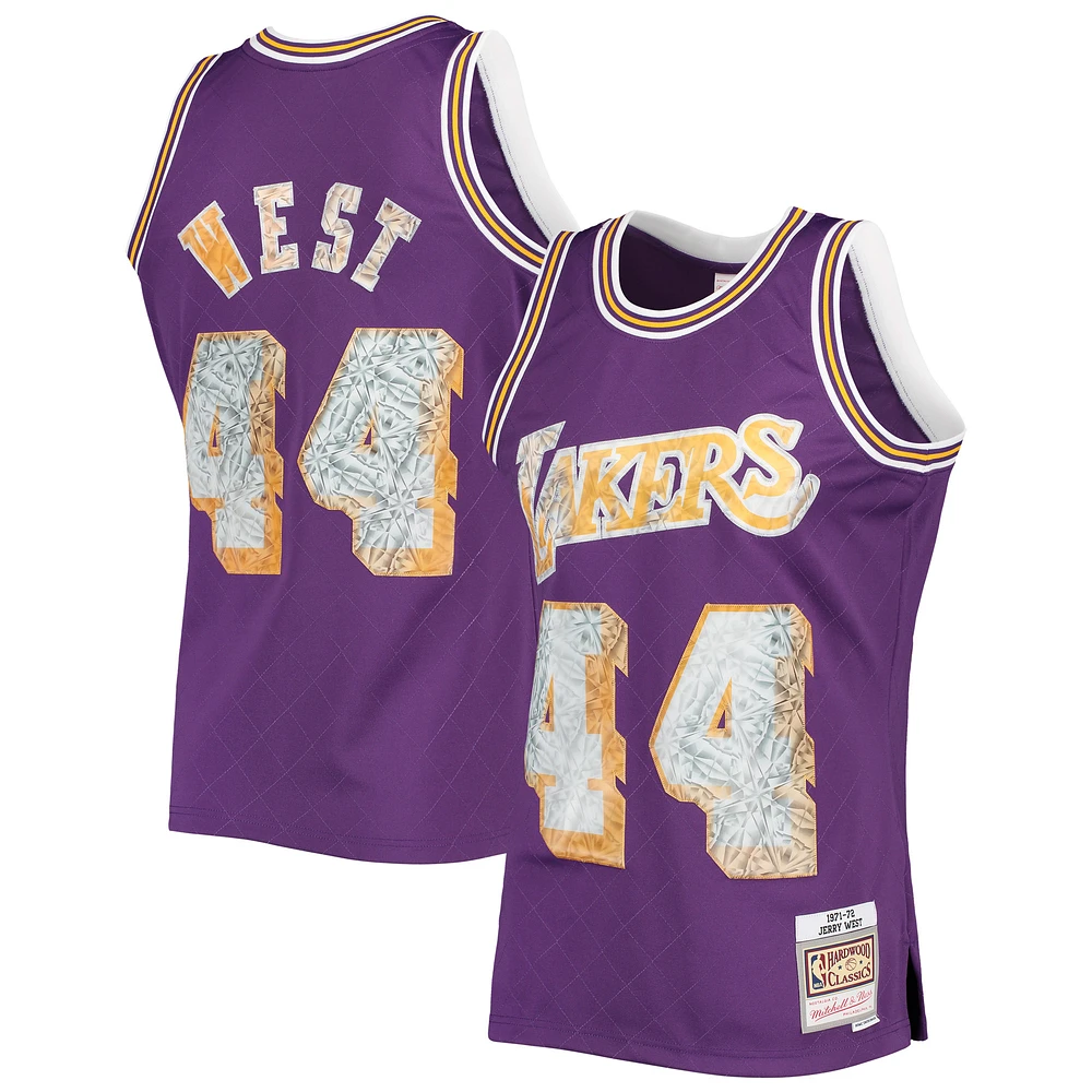 Men's Mitchell & Ness Jerry West Purple Los Angeles Lakers 1971/72 Hardwood Classics NBA 75th Anniversary Diamond Swingman Jersey