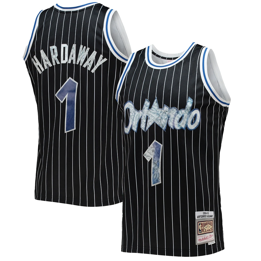 Men's Mitchell & Ness Penny Hardaway Black Orlando Magic 1996/97 Hardwood Classics NBA 75th Anniversary Diamond Swingman Jersey