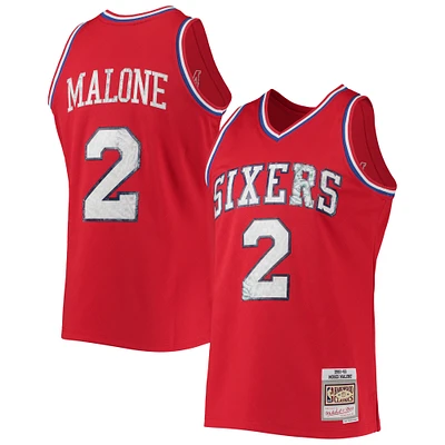 Men's Mitchell & Ness Moses Malone Red Philadelphia 76ers 1982/83 Hardwood Classics NBA 75th Anniversary Diamond Swingman Jersey