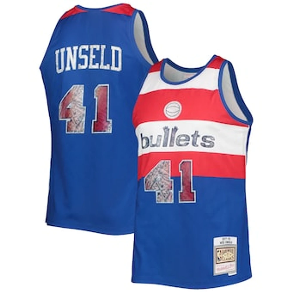 Men's Mitchell & Ness Wes Unseld Blue Washington Bullets 1977/78 Hardwood Classics NBA 75th Anniversary Diamond Swingman Jersey